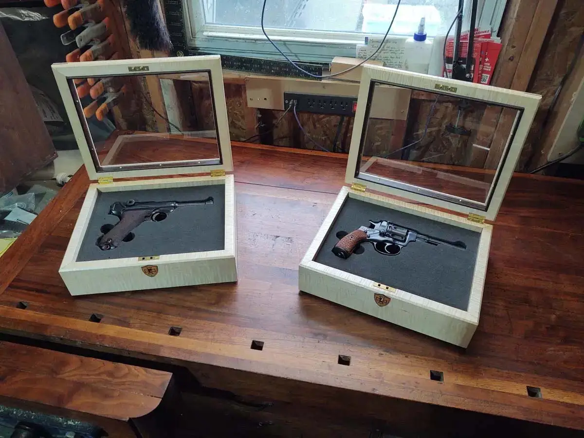 WW2 Museum Gun Set Custom Built Wood Boxes